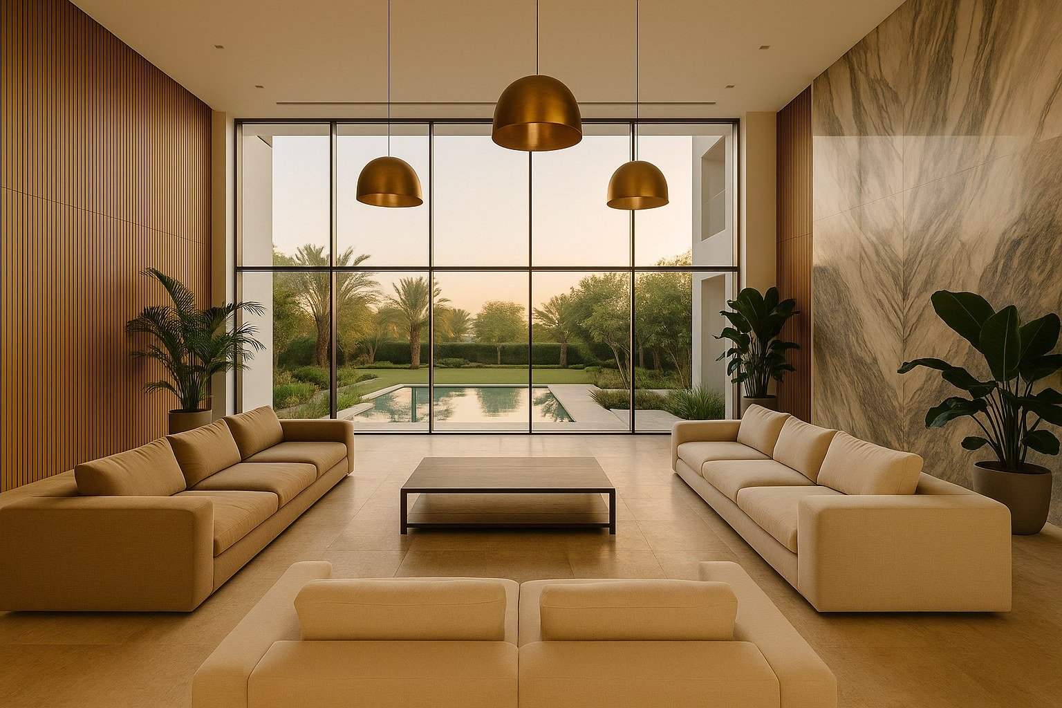 Living room of a 4-bedroom villa in Jumeirah Islands, Dubai