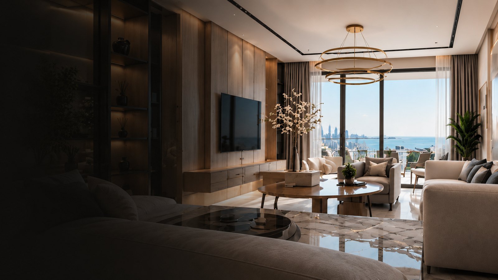 Living room of an apartment delivered in Dubai