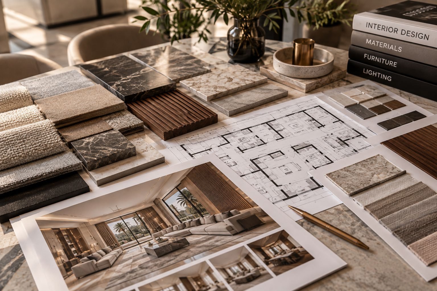 مرحلة تخطيط المساحات والمفهوم في مشروع تصميم داخلي بدبي