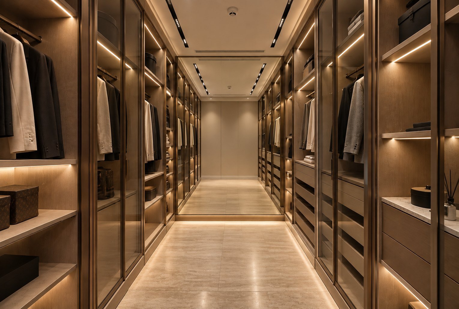 Bespoke walk-in joinery delivered on Bluewaters Island, Dubai