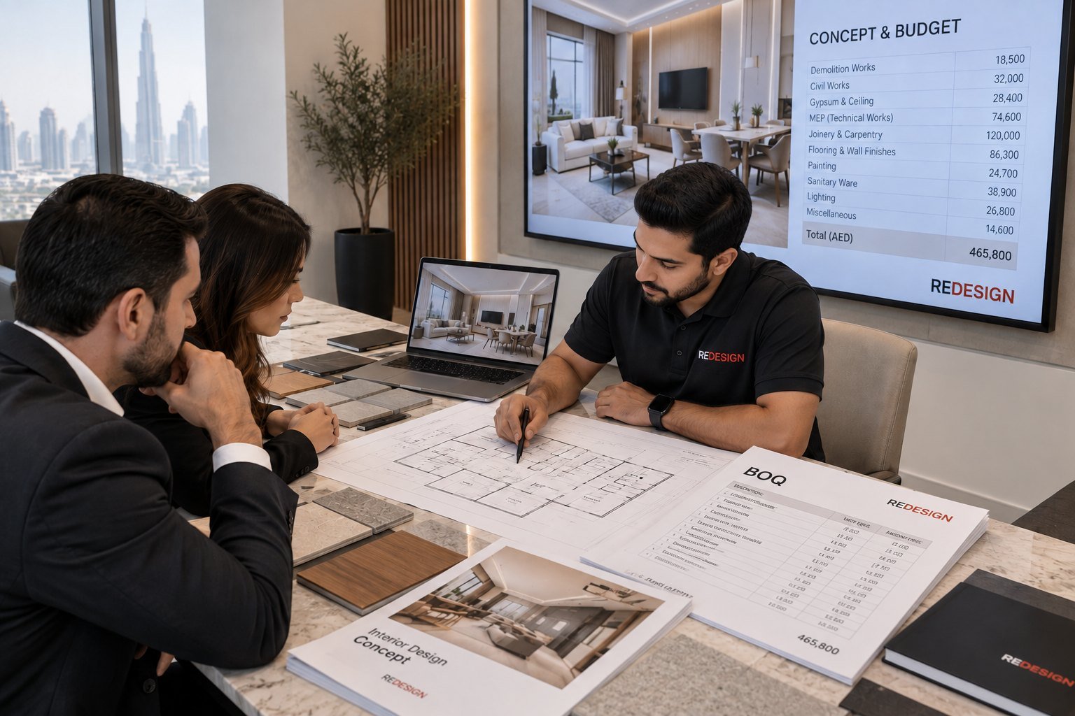 Concept and budget stage of a Dubai fit-out project