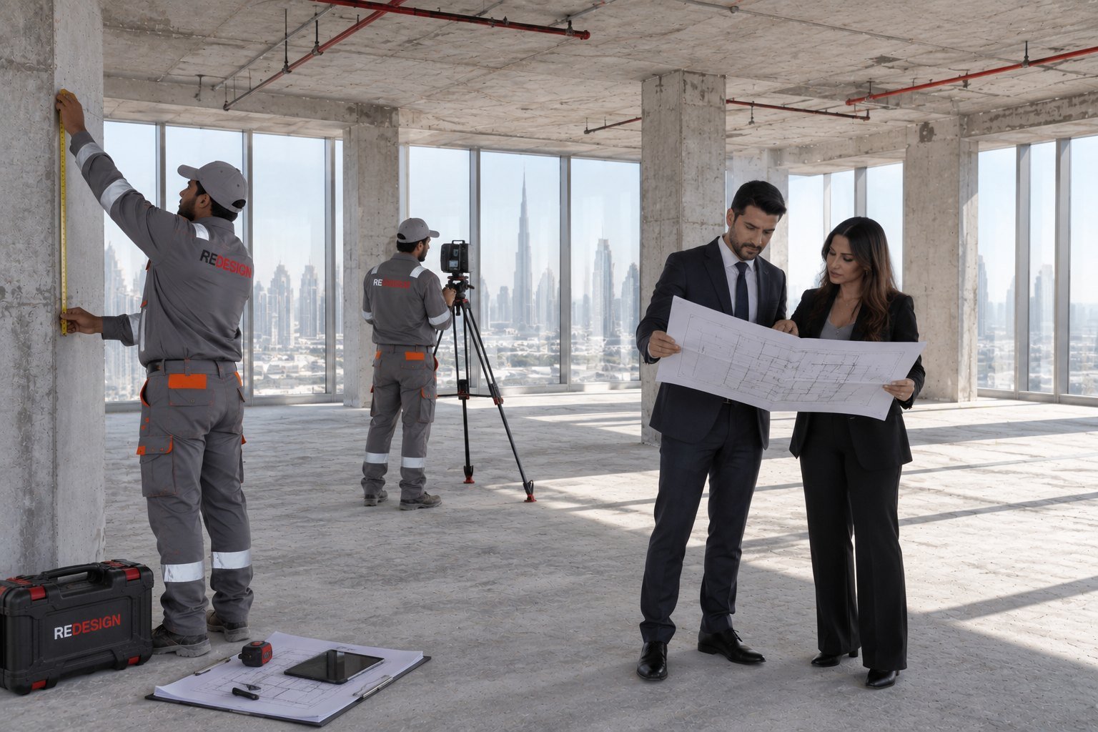 Site visit and brief stage of a Dubai fit-out project