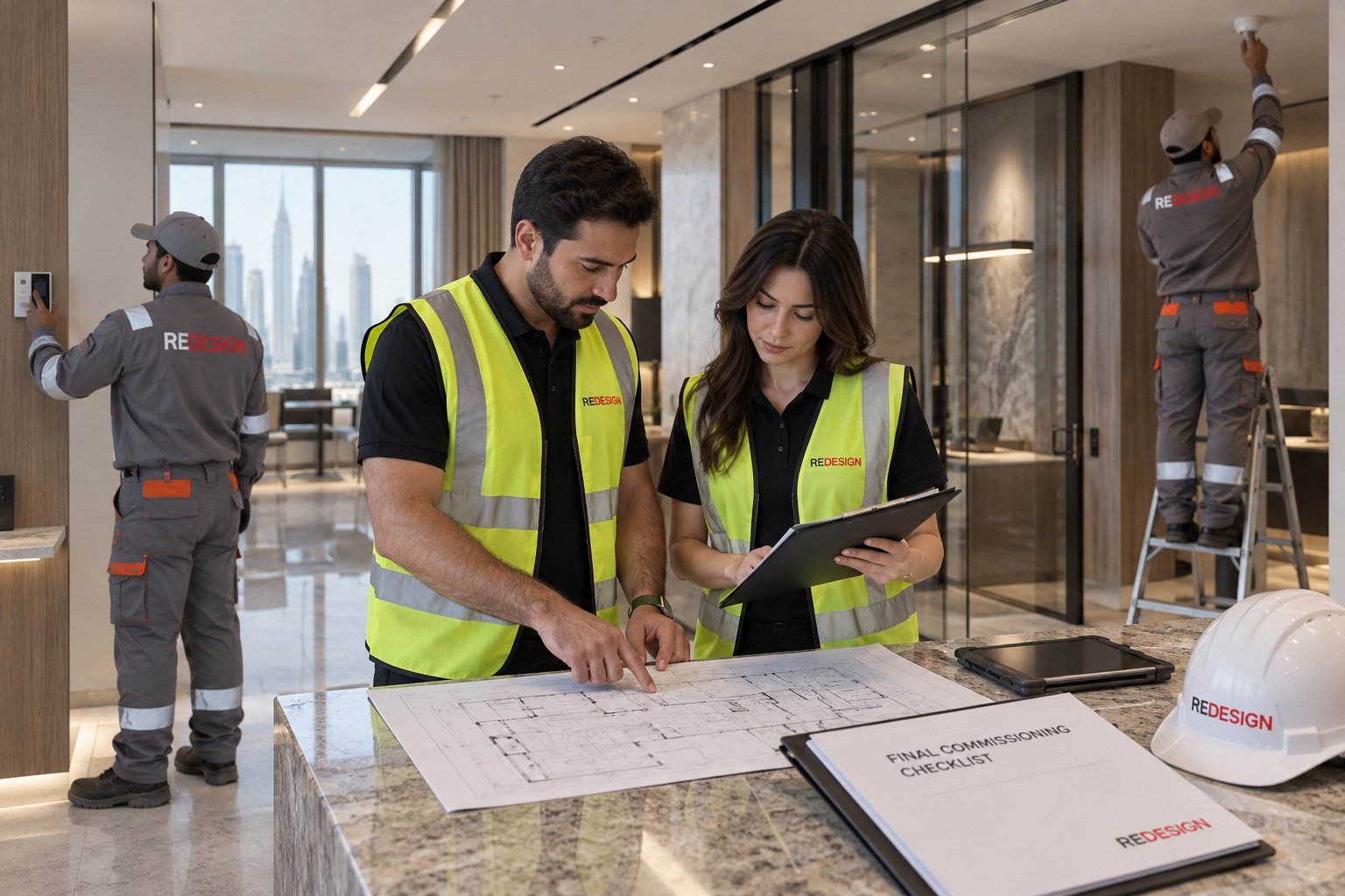 Testing and snagging stage of a Dubai fit-out project