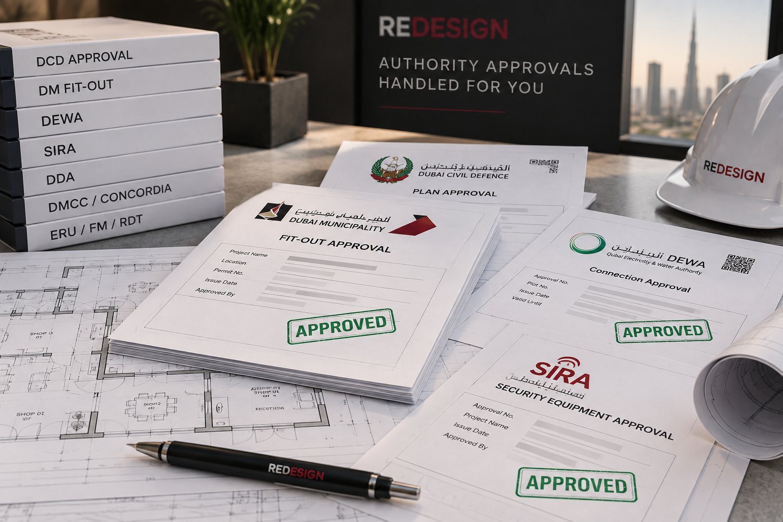 Technical set and approvals stage of an interior design project in Dubai